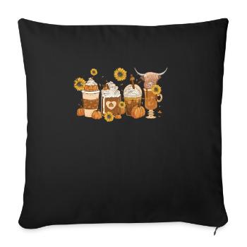 Scottish Highland Cow Sunflower Automne Automne - Housse de coussin décorative 45 x 45 cm - noir - Devant