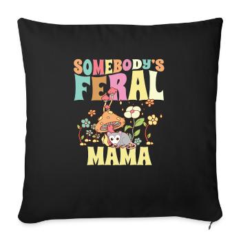 Somebody’s Feral Mama Wild Mom Opossum Groovy - Housse de coussin décorative 45 x 45 cm - noir - Devant