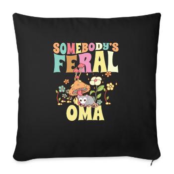Somebody’s Feral Oma Grand-mère allemande Wild - Housse de coussin décorative 45 x 45 cm - noir - Devant