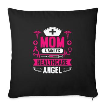 Infirmière Fête des mères Maman Infirmière - Housse de coussin décorative 45 x 45 cm - noir - Devant