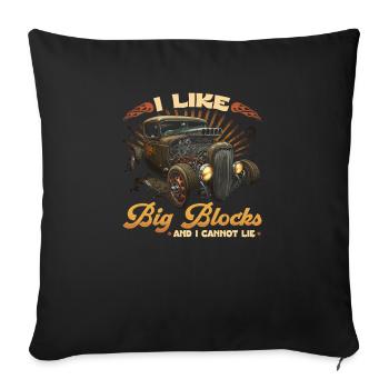 Hot Rod Rusty Car, I Like Big Blocks, Vintage Rat - Sofakissenbezug 45 x 45 cm - Schwarz - Vorne