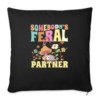 Le partenaire sauvage de quelqu’un mari femme famille sauvage - Housse de coussin décorative 45 x 45 cm - noir - Devant