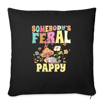 Somebody's Feral Pappy Wild Family Opossum Dad - Sofa pillowcase 17,3'' x 17,3'' (45 x 45 cm) - black - Front