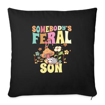 Somebody’s Feral Son Wild Family Opossum Groovy - Housse de coussin décorative 45 x 45 cm - noir - Devant
