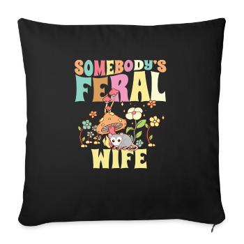 Somebody's Feral Wife Wild Family Groovy Mushroom - Sofa pillowcase 17,3'' x 17,3'' (45 x 45 cm) - black - Front
