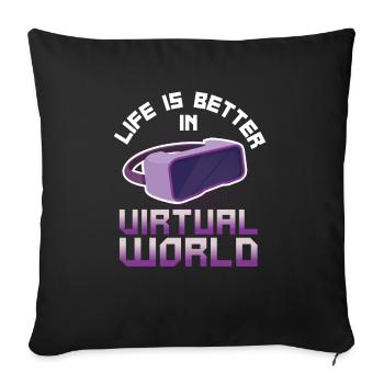 Cadeau VR de réalité virtuelle - Housse de coussin décorative 45 x 45 cm - noir - Devant