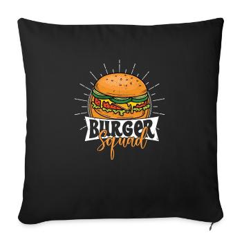 Burger Squad Meat Buns Food Hamburger - Sofa pillowcase 17,3'' x 17,3'' (45 x 45 cm) - black - Front