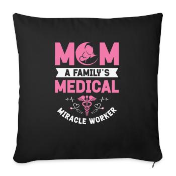 Infirmière Fête des mères Maman Infirmière - Housse de coussin décorative 45 x 45 cm - noir - Devant