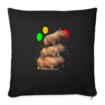 Anniversaire de Capybara - Housse de coussin décorative 45 x 45 cm - noir - Devant