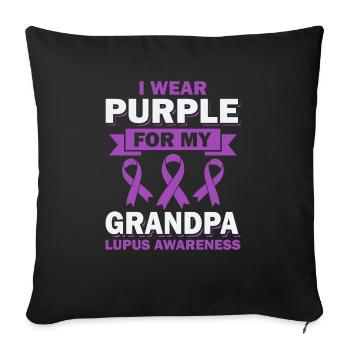 Je porte du violet pour mon grand-père lupus - Housse de coussin décorative 45 x 45 cm - noir - Devant