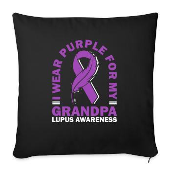 Je porte du violet pour mon grand-père lupus - Housse de coussin décorative 45 x 45 cm - noir - Devant