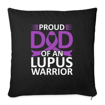 Je porte du violet pour la conscience du lupus guerrier lupus - Housse de coussin décorative 45 x 45 cm - noir - Devant