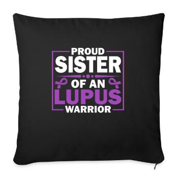 Conscience du lupus Fière sœur d’un enfant - Housse de coussin décorative 45 x 45 cm - noir - Devant
