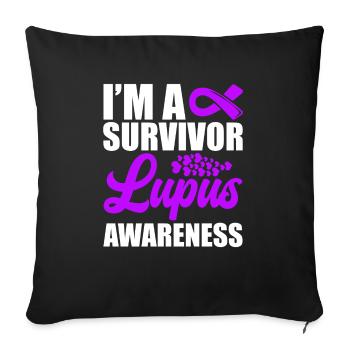 Je suis un survivant de la conscience du lupus - Housse de coussin décorative 45 x 45 cm - noir - Devant