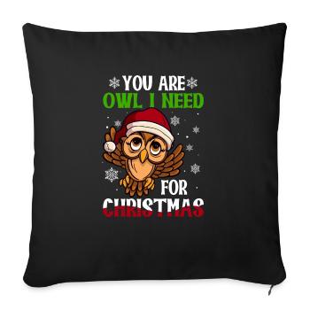 Ornithologue Tu es Hibou J’ai besoin pour Noël - Housse de coussin décorative 45 x 45 cm - noir - Devant