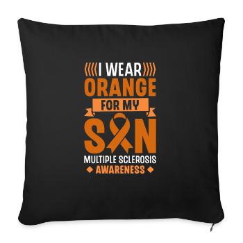 Je porte de l’orange pour les multiples de mon fils - Housse de coussin décorative 45 x 45 cm - noir - Devant