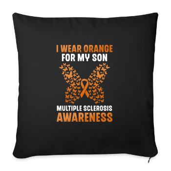 Je porte de l’orange pour les multiples de mon fils - Housse de coussin décorative 45 x 45 cm - noir - Devant
