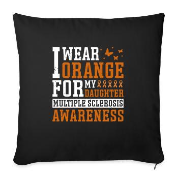 Je porte des multiples orange pour ma fille - Housse de coussin décorative 45 x 45 cm - noir - Devant