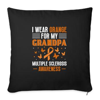 Je porte de l’orange pour mes multiples grand-père - Housse de coussin décorative 45 x 45 cm - noir - Devant