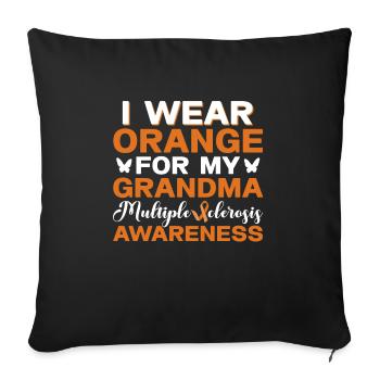 Je porte de l’orange pour la sclérose en plaques de ma grand-mère - Housse de coussin décorative 45 x 45 cm - noir - Devant