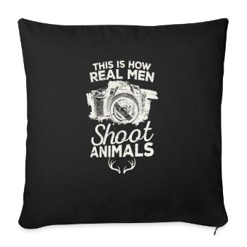 How to Shoot Real Men Animals Camera Wild Hunting - Sofa pillowcase 17,3'' x 17,3'' (45 x 45 cm) - black - Front