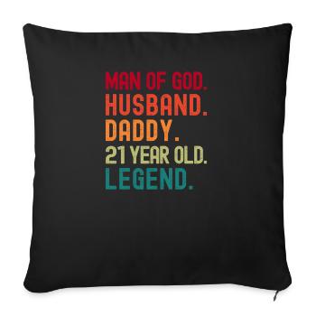 Homme de Dieu Mari Papa Vintage 21ème Anniversaire - Housse de coussin décorative 45 x 45 cm - noir - Devant