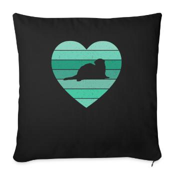 Vintage Heart Weasel Ferret Retro Cute - Sofa pillowcase 17,3'' x 17,3'' (45 x 45 cm) - black - Front