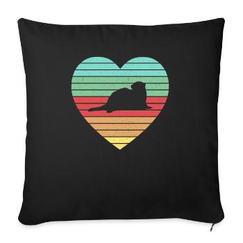 Weasel Cute Retro Ferret Fan Vintage Heart - Sofakissenbezug 45 x 45 cm - Schwarz - Vorne