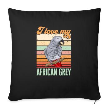 Graupapagei African Grey Parrot Papagei - Sofa pillowcase 17,3'' x 17,3'' (45 x 45 cm) - black - Front