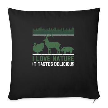 I love nature It tastes delicious deer - Sofa pillowcase 17,3'' x 17,3'' (45 x 45 cm) - black - Front