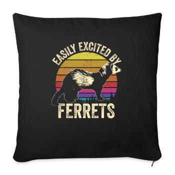Facilement excité par les furets Pet Animal Retro Weasel - Housse de coussin décorative 45 x 45 cm - noir - Devant