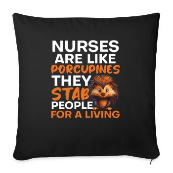 Porcupine Whisperer Animal Lover Rodent Pet Spine - Sofa pillowcase 17,3'' x 17,3'' (45 x 45 cm) - black - Front