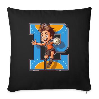 Handball Birthday - 12 years old boy - 12. - Sofa pillowcase 17,3'' x 17,3'' (45 x 45 cm) - black - Front