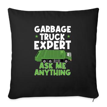 Garbage trucks, garbage day, garbage collection - Sofa pillowcase 17,3'' x 17,3'' (45 x 45 cm) - black - Front