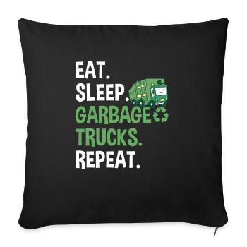 Garbage trucks, garbage day, garbage collection - Sofa pillowcase 17,3'' x 17,3'' (45 x 45 cm) - black - Front