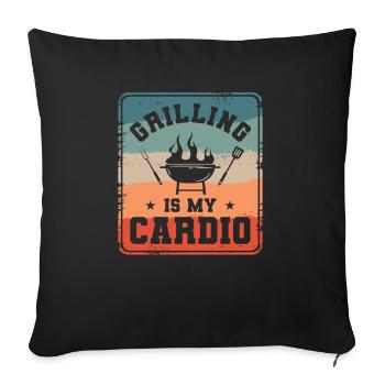 Grilling Is My Cardio Grilling Barbecue Grill Cook - Sofa pillowcase 17,3'' x 17,3'' (45 x 45 cm) - black - Front