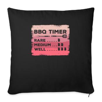 BBQ Timer Rare Medium Well Barbecue Grilling Beer - Housse de coussin décorative 45 x 45 cm - noir - Devant