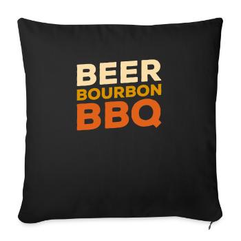 Bière Bourbon BBQ Barbecue Griller Boire de la bière - Housse de coussin décorative 45 x 45 cm - noir - Devant
