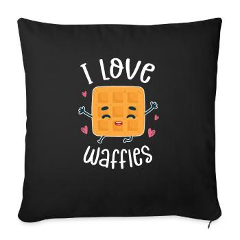 J’adore les gaufres - Housse de coussin décorative 45 x 45 cm - noir - Devant