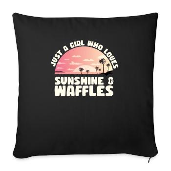 Juste une fille qui aime le soleil et les gaufres - Housse de coussin décorative 45 x 45 cm - noir - Devant