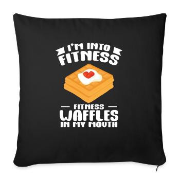 Je suis dans des gaufres fitness fitness dans ma bouche - Housse de coussin décorative 45 x 45 cm - noir - Devant