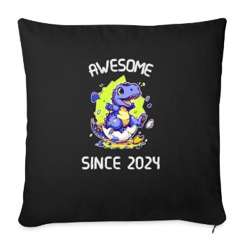 Kids Dinos Birthday Party | Awesome since 2024 - Sofa pillowcase 17,3'' x 17,3'' (45 x 45 cm) - black - Front