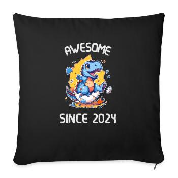 Kids Dinos Birthday Party | Awesome since 2024 - Sofa pillowcase 17,3'' x 17,3'' (45 x 45 cm) - black - Front