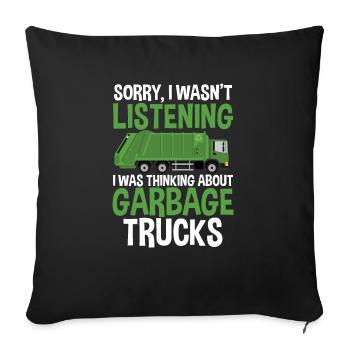 Garbage trucks, garbage day, garbage collection - Sofa pillowcase 17,3'' x 17,3'' (45 x 45 cm) - black - Front