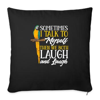 Ara à poitrine jaune Perroquet bleu et ara jaune - Housse de coussin décorative 45 x 45 cm - noir - Devant