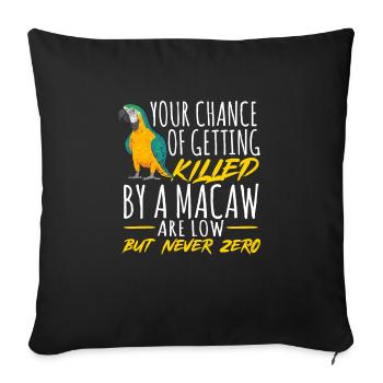 Ara à poitrine jaune Perroquet bleu et ara jaune - Housse de coussin décorative 45 x 45 cm - noir - Devant