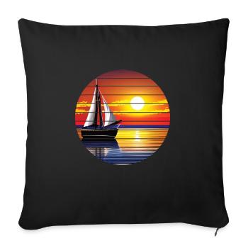 voilier voilier voilier voilier voilier voilier - Housse de coussin décorative 45 x 45 cm - noir - Devant