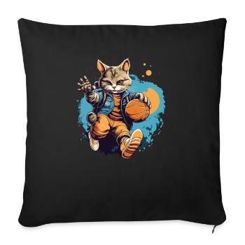Basketball Cat Basketteur Joueur de basket-ball J’aime le basket-ball - Housse de coussin décorative 45 x 45 cm - noir - Devant