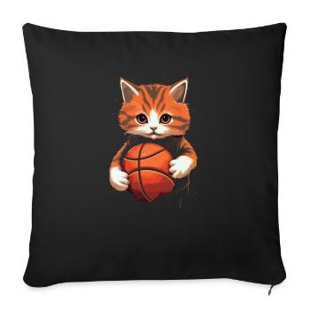 Basketball Cat Basketteur Joueur de basket-ball J’aime le basket-ball - Housse de coussin décorative 45 x 45 cm - noir - Devant