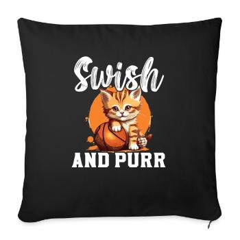 Basketball Cat Basketteur Joueur de basket-ball J’aime le basket-ball - Housse de coussin décorative 45 x 45 cm - noir - Devant